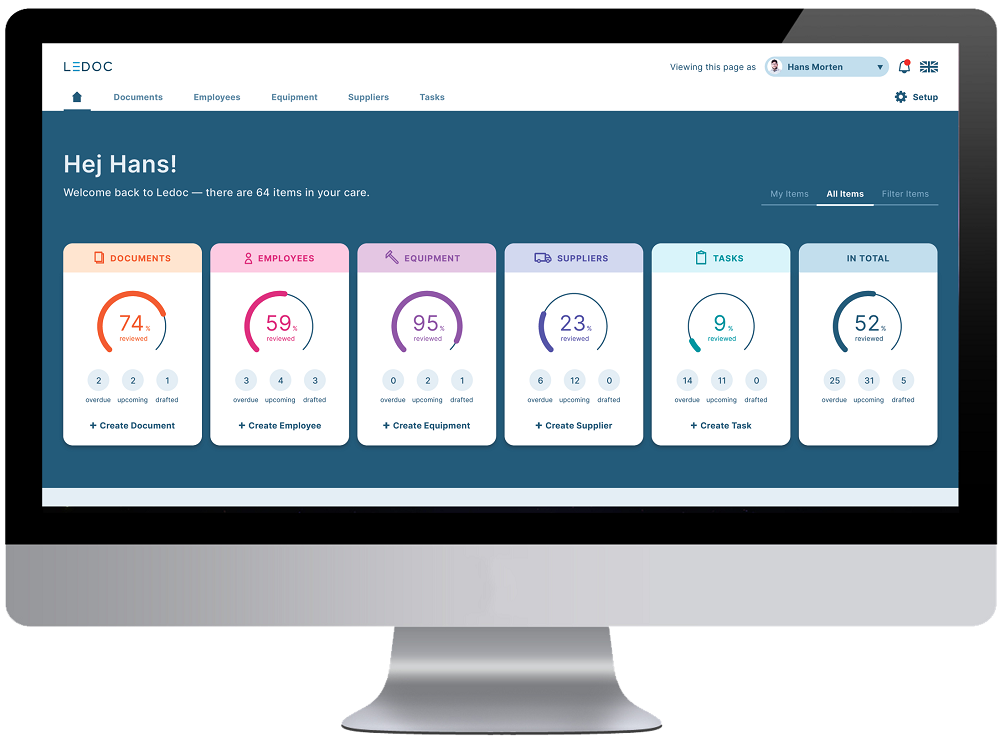Ledoc system dashboard
