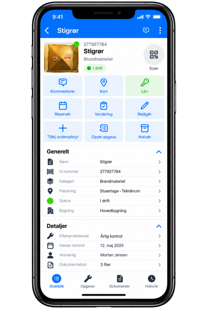 Digital DKV-plan i Ledoc med registrering af stigrør, kontrolfrister og dokumentation